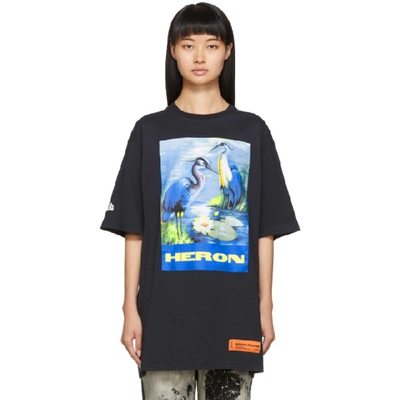 Heron Preston Oversized Heron Print T-shirt In Black