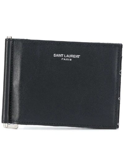 Saint Laurent Logo Embossed Bill Clip Wallet - Black