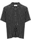 Saint Laurent Geometric-print Short-sleeved Silk Shirt In Black
