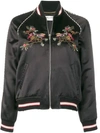 SAINT LAURENT flower embroidered bomber jacket