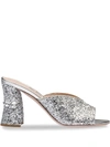 MIU MIU GLITTER AND CRYSTAL MULES