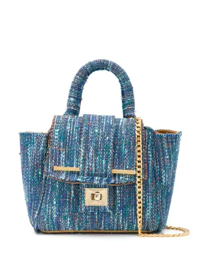 Alila Small Tweed Tote Bag In Blue