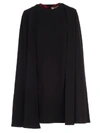 Sara Battaglia Dress L/s Crew Neck Pencil W/detachable Cape In Nero