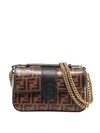 FENDI DOUBLE F LEATHER AND FABRIC CROSS BODY BAG