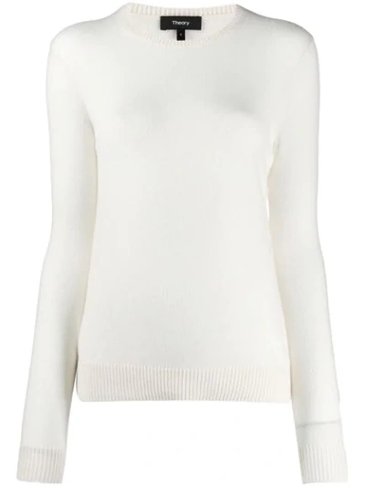 Theory Crewneck Wool Sweater In Ivory