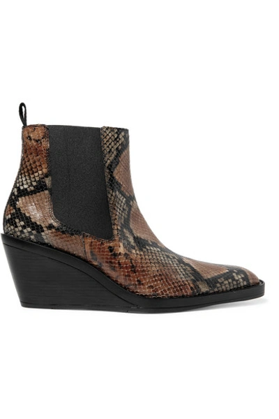 Acne Studios Snake-effect Leather Wedge Ankle Boots In Snake Print
