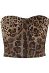 DOLCE & GABBANA LEOPARD-PRINT COTTON-TULLE BUSTIER TOP