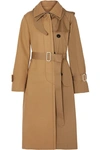 SACAI MELTON WOOL AND COTTON-GABARDINE TRENCH COAT