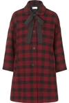 RED VALENTINO BOW-DETAILED CHECKED TWEED COAT