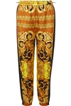 VERSACE PRINTED SILK-TWILL TAPERED TRACK PANTS