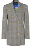 VERSACE BUTTON-EMBELLISHED PRINCE OF WALES CHECKED WOOL BLAZER