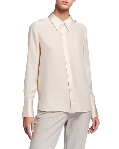 Elie Tahari Safiya Long-sleeve Button-down Silk Blouse In White Pattern