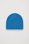 Cos Ribbed Cashmere Hat In Turquoise