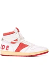 Rhude Man Sneakers Red Size 9 Leather In White