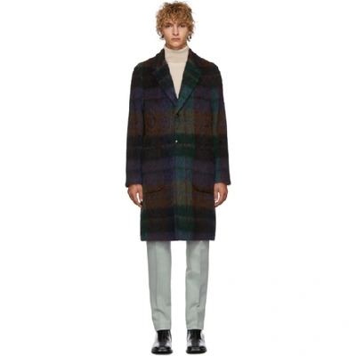 Etro Checked Coat In 0200 Blue