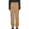 LEMAIRE LEMAIRE TAN SILK PLEATED TROUSERS