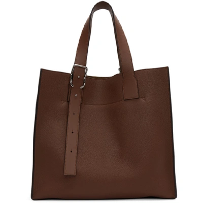 Loewe Buckle Leather Tote Bag In Brown