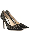 JIMMY CHOO LOVE 100 EMBELLISHED SUEDE PUMPS,P00413266