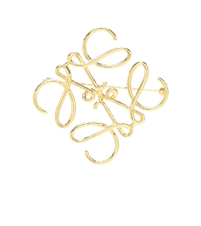 Loewe Anagram Logo Pin Brooch In Gold
