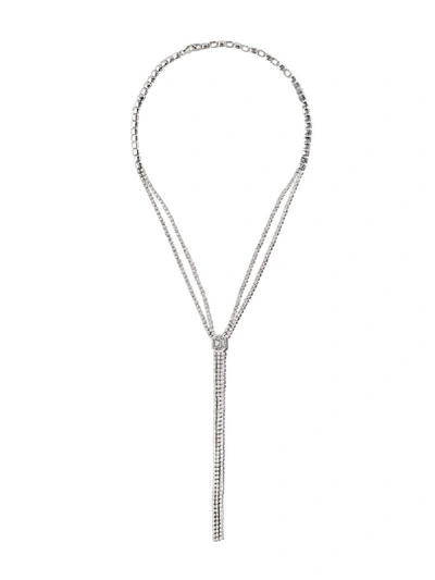 As29 18kt White Gold Venus Illusion Long Diamond Necklace In Silver