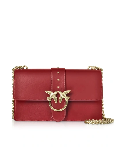 Pinko Mini Love Simply 5 Leather Shoulder Bag In Red