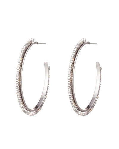 Alexis Bittar Modern Georgian Crystal Encrusted Spike Hoop Earrings In Silver