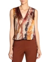 SANTORELLI KEONA ABSTRACT SLEEVELESS SURPLICE TOP,PROD225340282