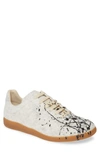 Mm6 Maison Margiela Replica Low Top Sneaker In White Felt/ Black Paint