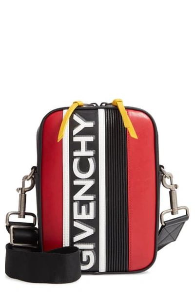 Givenchy Mc3 Leather Crossbody Bag In Red/ White/ Black