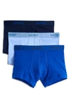 2(x)ist Men's Essential 3 Pack No Show Brief In Navy Blue/ Cobalt/ Porcelain