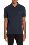 Rag & Bone Interlock Slim Fit Heathered Polo Shirt In Navy