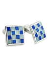 David Donahue Enamel Check Cuff Links In Blue