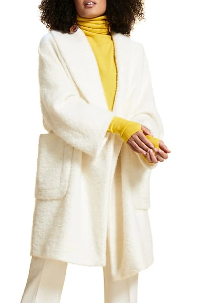 Marina Rinaldi Terzetto Wool & Mohair Blend Boucle Coat In White