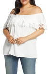 ESTELLE BEATING HEART LACE DETAIL CONVERTIBLE OFF THE SHOULDER BLOUSE,ET015000