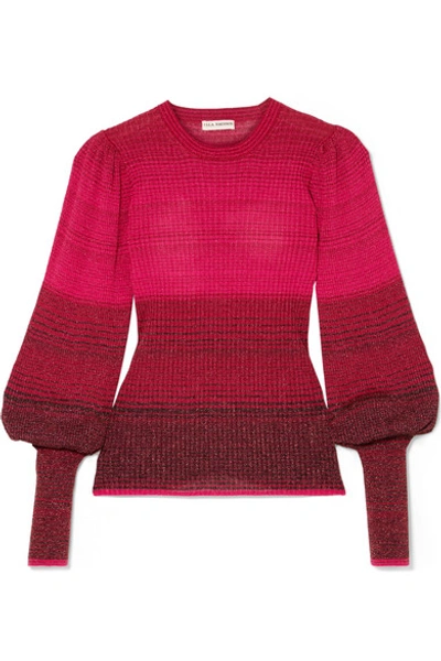 Ulla Johnson Dax Striped Ribbed-knit Sweater In Fuchsia