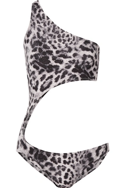 Norma Kamali Shane One-shoulder Cutout Leopard-print Swimsuit In Leopard Print