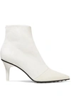 Rag & Bone Beha Moto Paneled Leather And Suede Ankle Boots In White