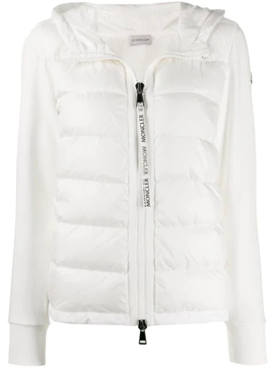 Moncler Techno Down & Cotton Blend Knit Jacket In White