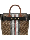 BURBERRY THE SMALL MONOGRAM STRIPE E-CANVAS TOTE BAG