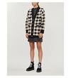 Sandro Oversized Checked Knitted Cardigan In Beige