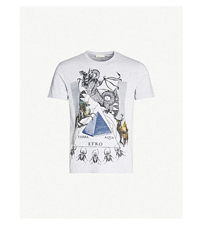 Etro Graphic-print Cotton-jersey T-shirt In Grey