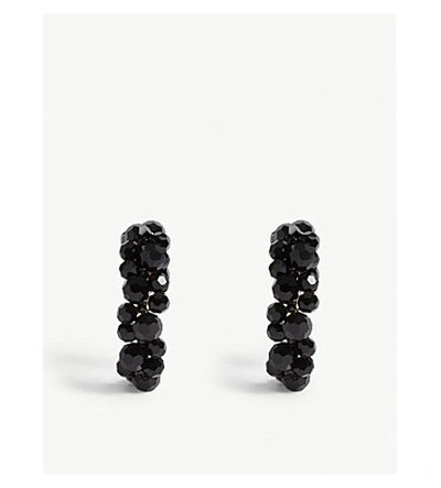 Simone Rocha Medium Wiggle Crystal Hoop Earring In Black