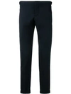 THOM BROWNE UNCONSTRUCTED LOW RISE SKINNY TROUSER W/ RWB STRIPE IN SCHOOL UNIFORM CAV TWILL