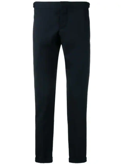 Thom Browne Unconstructed Low Rise Skinny Trouser W/ Rwb Stripe In School Uniform Cav Twill In Blue