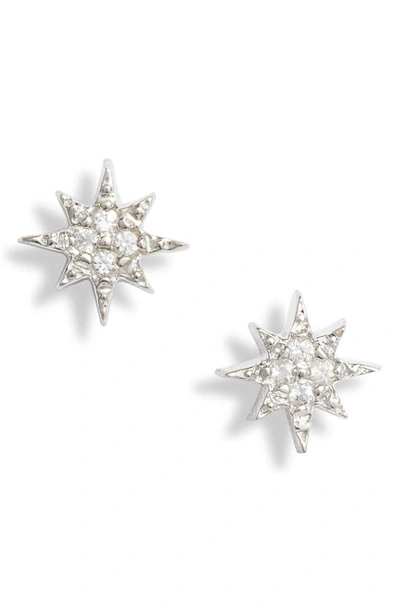 Anzie Starburst Stud Earrings In Silver/ White Sapphire