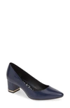 Calvin Klein Nita Pointed Toe Pump In Dark Navy Leather