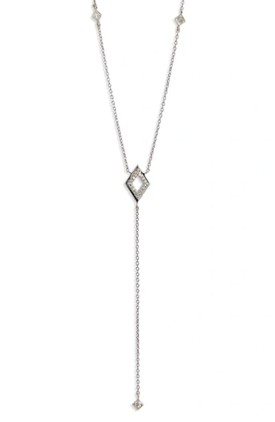 Anzie Cleo Rhombus Pave Sapphire Y-necklace In Silver/ Sapphire