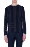 AKRIS ZIP DETAIL PLAID JACQUARD CASHMERE & SILK SWEATER,401200222843