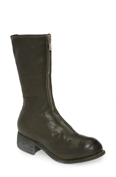 Guidi Front Zip Boot In Military Green