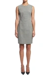 THEORY SLEEVELESS SEAM FITTED STRETCH WOOL DRESS,J0701619